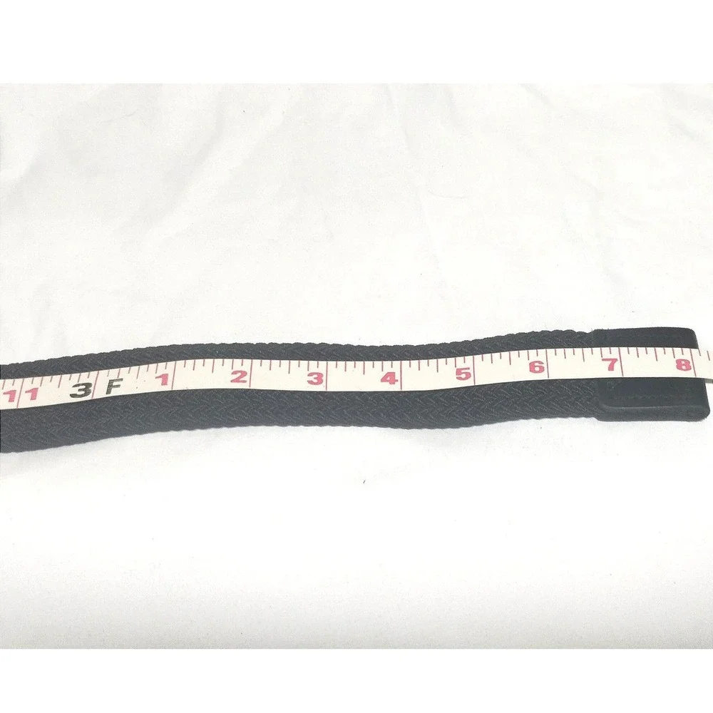 Black Woven Braided Elastic Stretch Belt Silver Buckle Size 38 GM18BL011